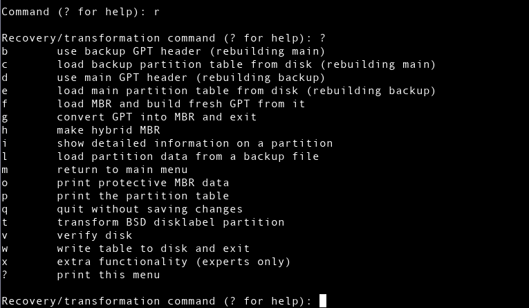 recover corrupted GPT partition table.